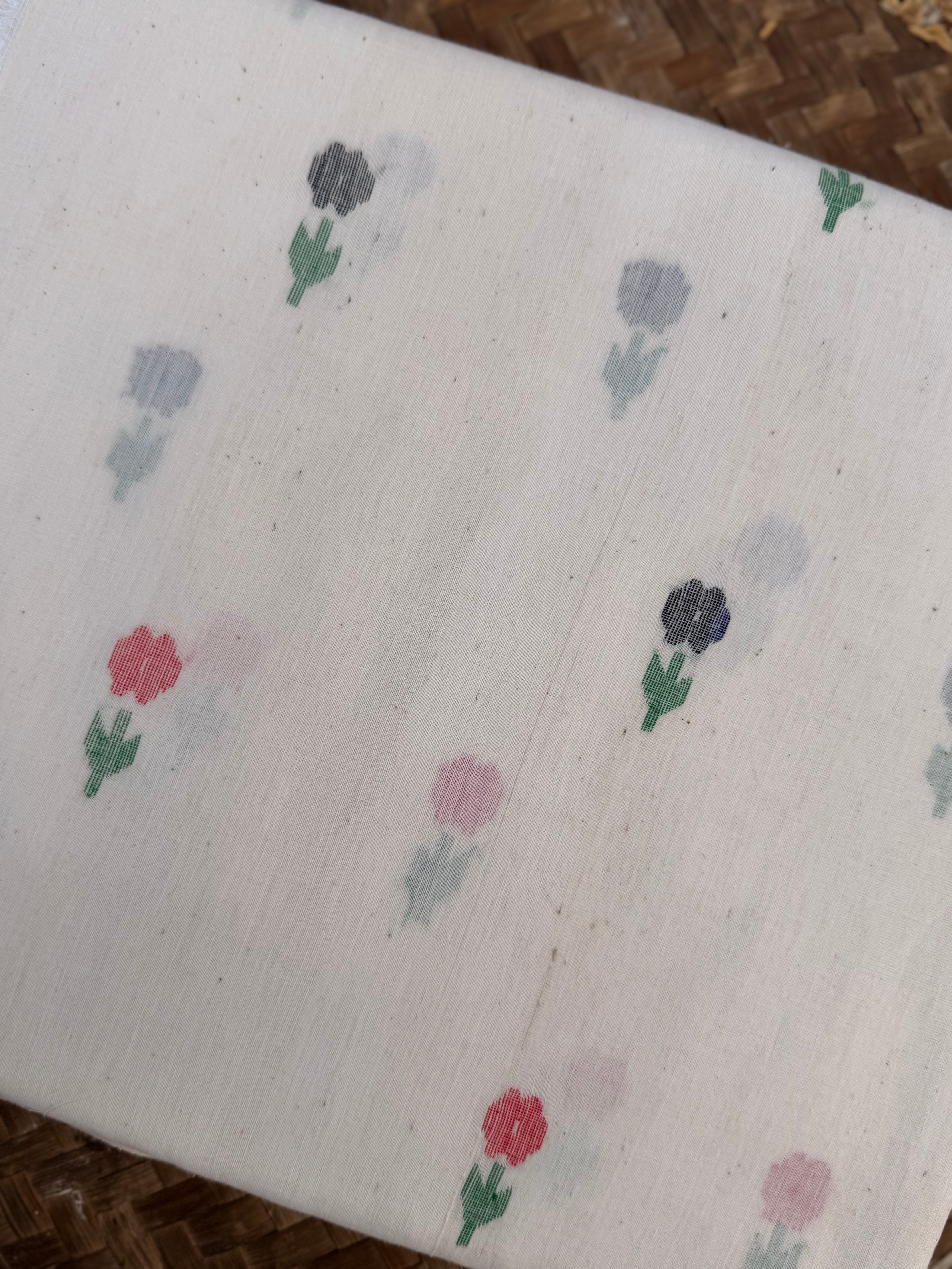 Muslin Jamdani Flower Motif on Kora