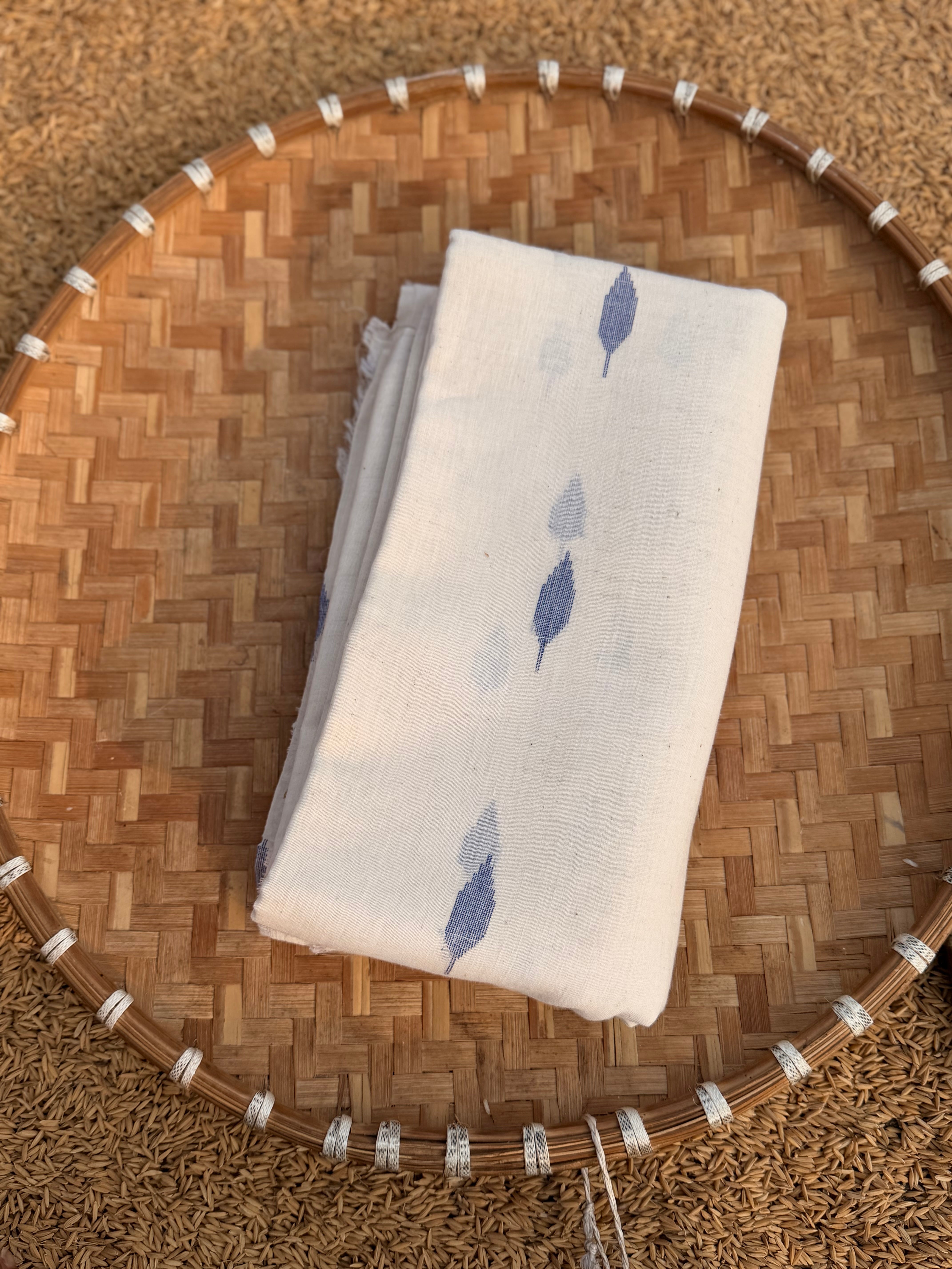 Muslin Jamdani fabric in Kora 100 counts (leaf Buti)