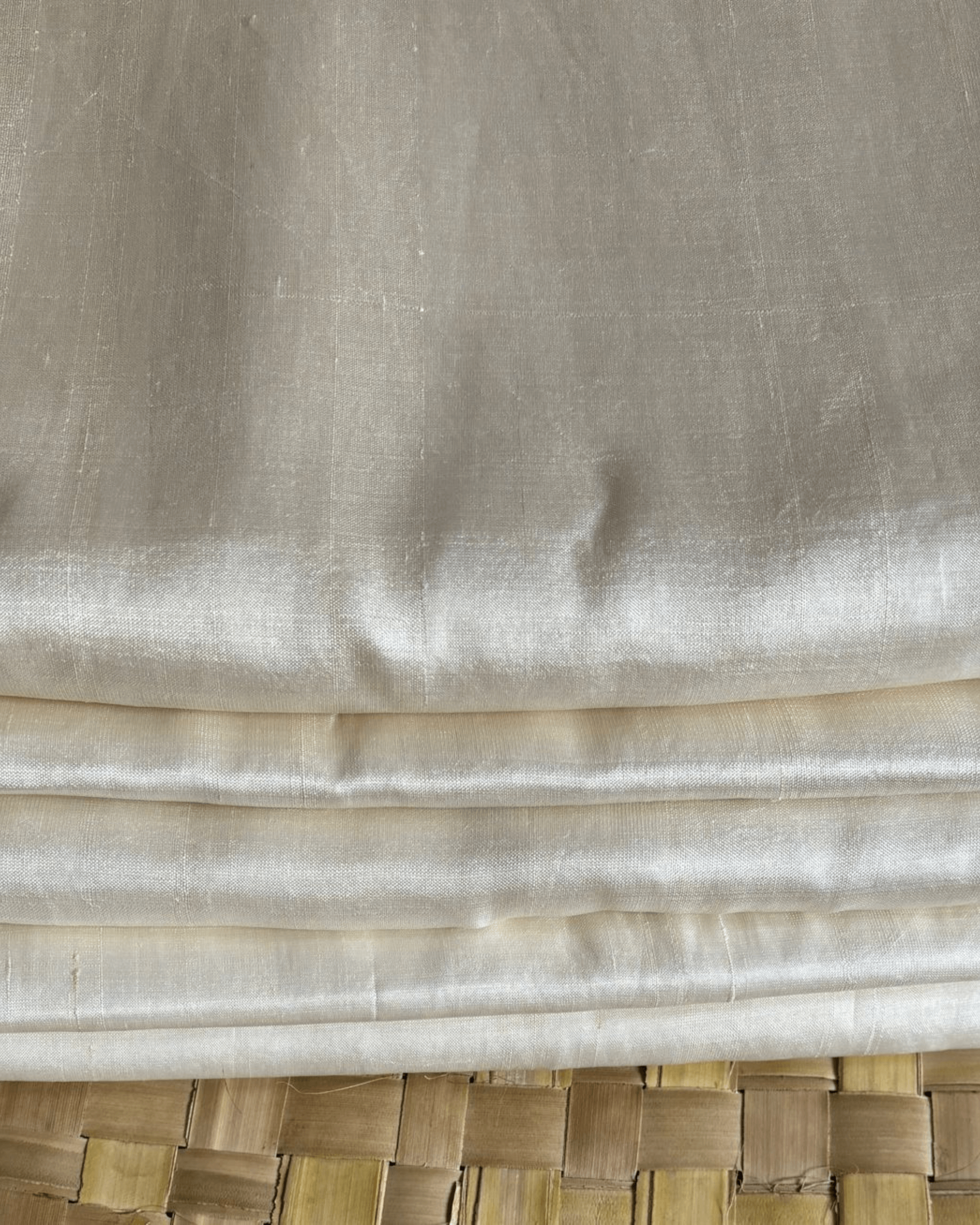 Handmade Mulberry DT Silk Saree Fabric in neutral tones, Kora length 5.5 m, width 45 in, ideal for DIY projects.