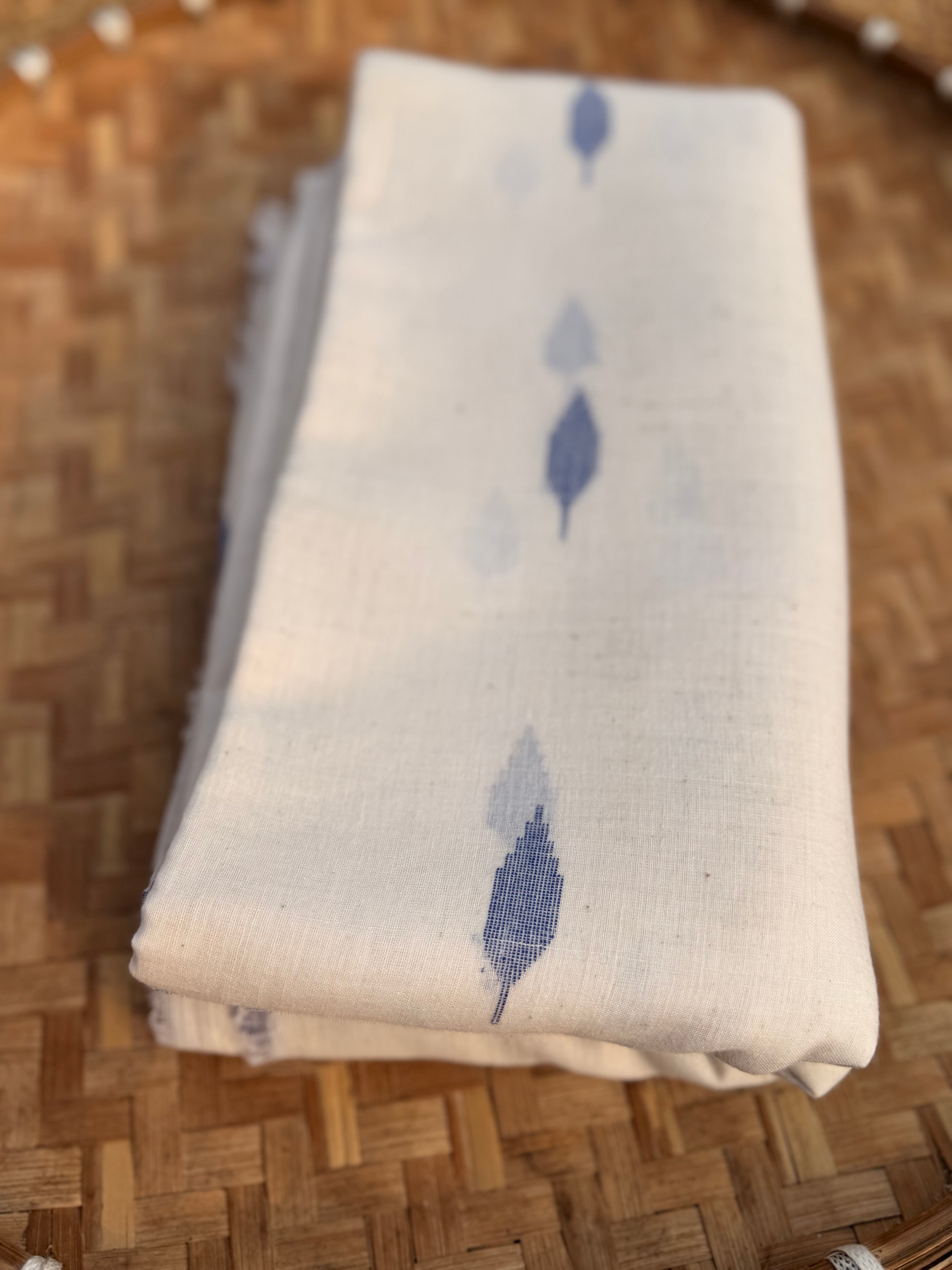 Muslin Jamdani fabric in Kora 100 counts (leaf Buti)