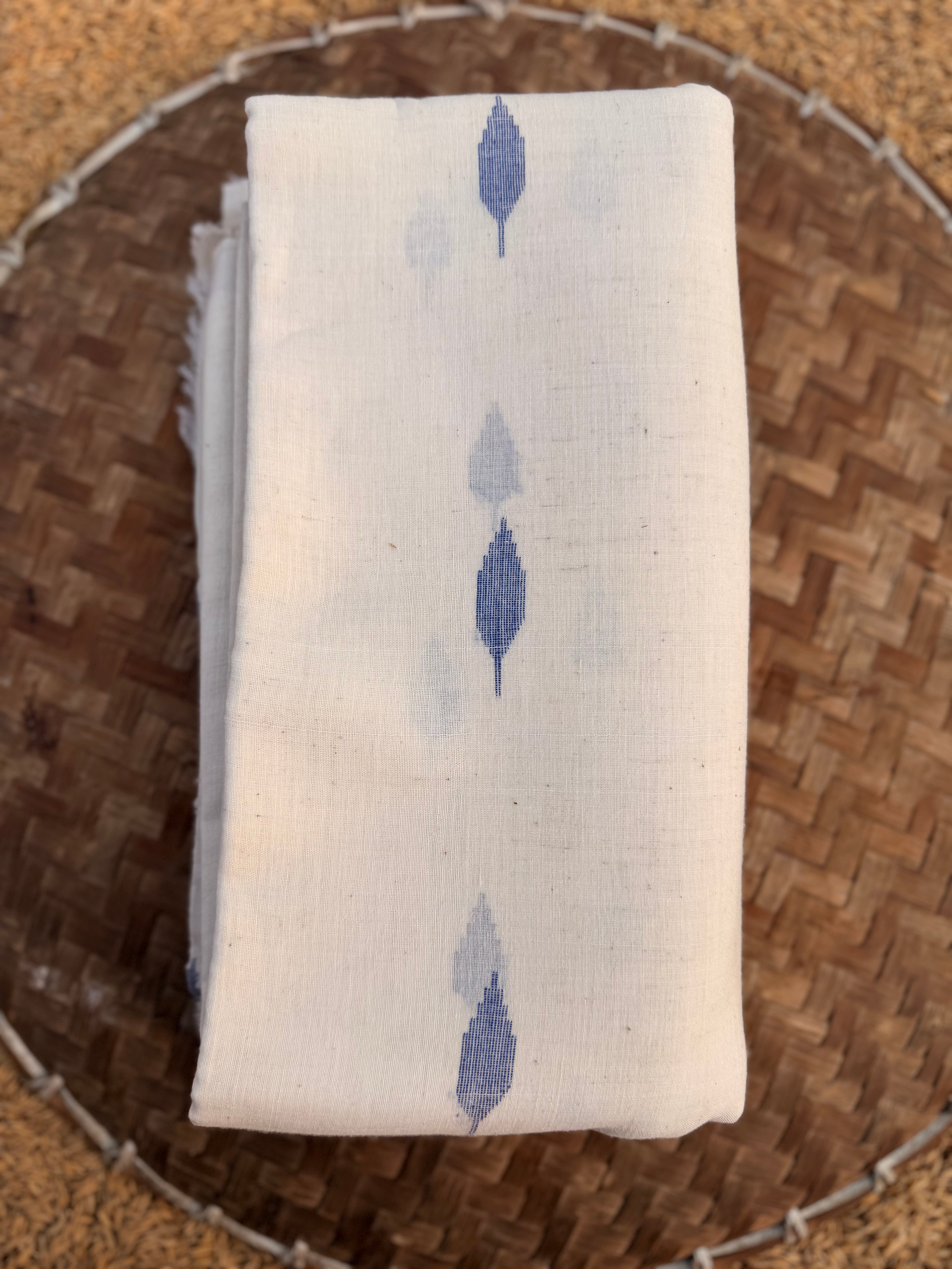 Muslin Jamdani fabric in Kora 100 counts (leaf Buti)