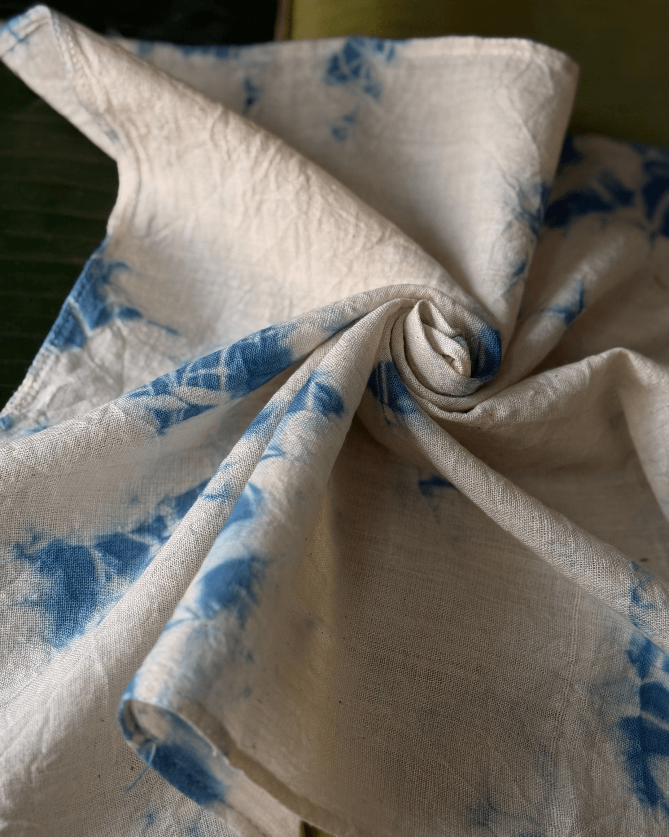 Naturally Dyed Indigo Handkerchiefs with designs 33 counts Indigenous Cotton set of 6