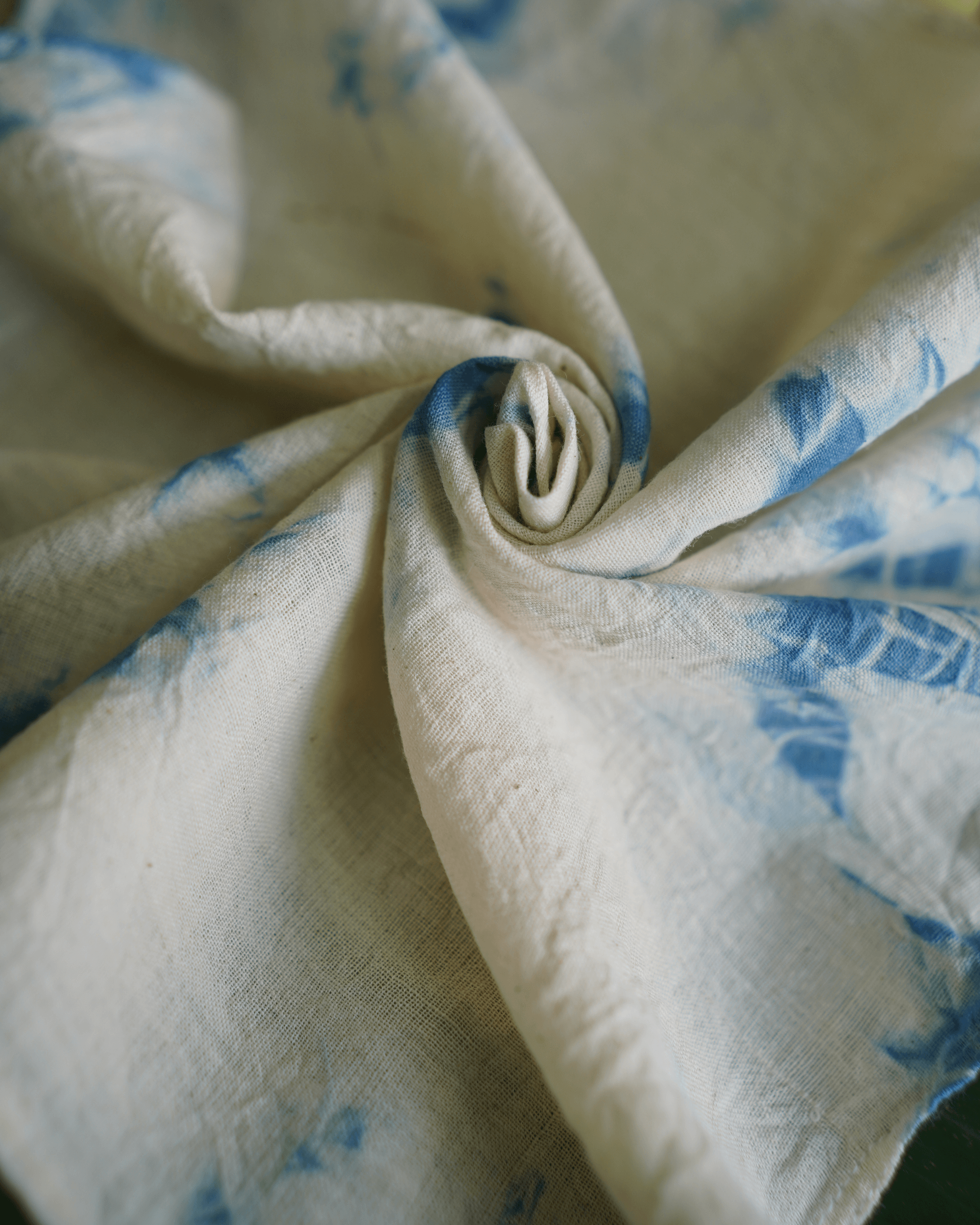 Naturally Dyed Indigo Handkerchiefs with designs 33 counts Indigenous Cotton set of 6