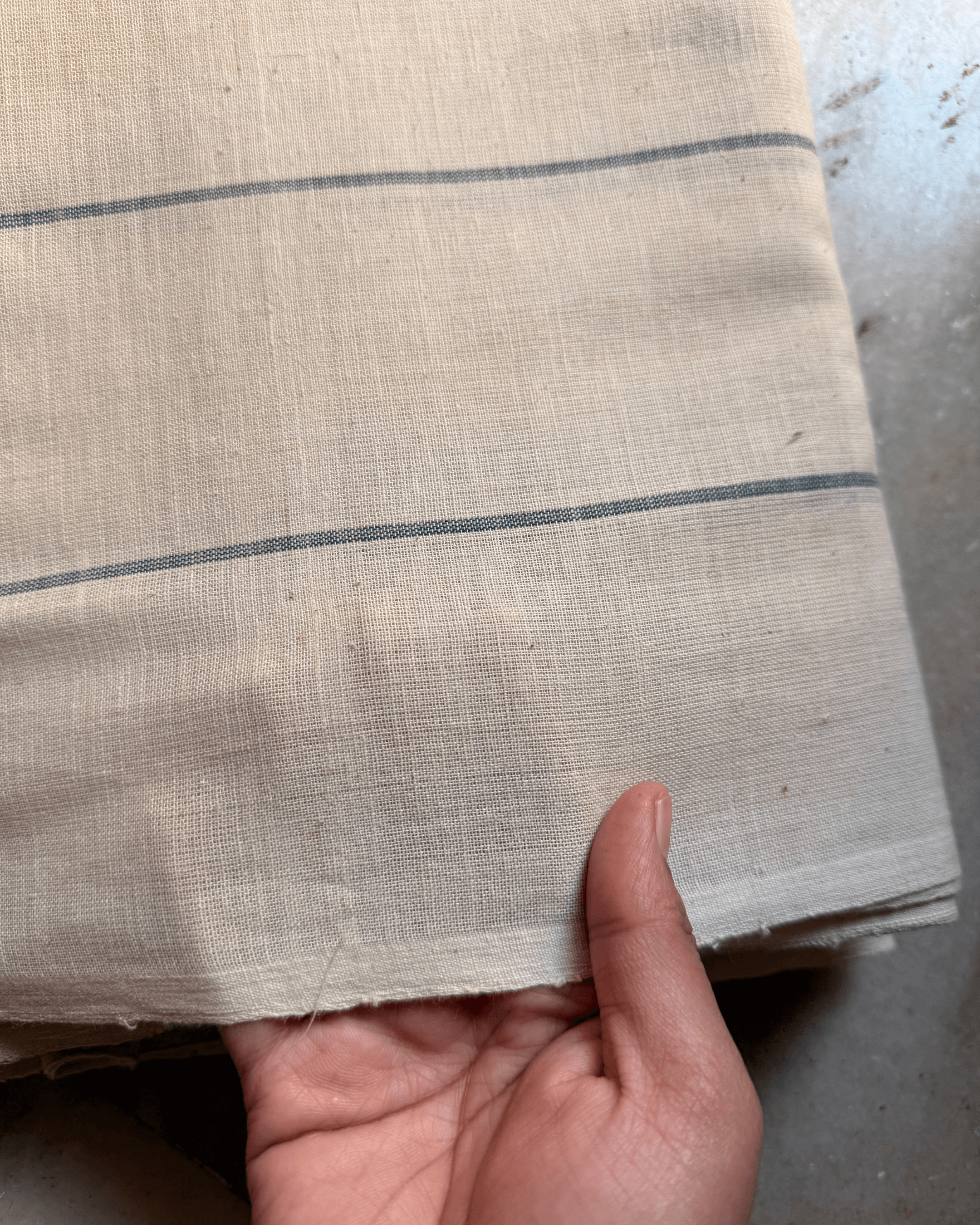 33 Counts Indigenous Cotton with Indigo Natural Dye Stripes Fabric