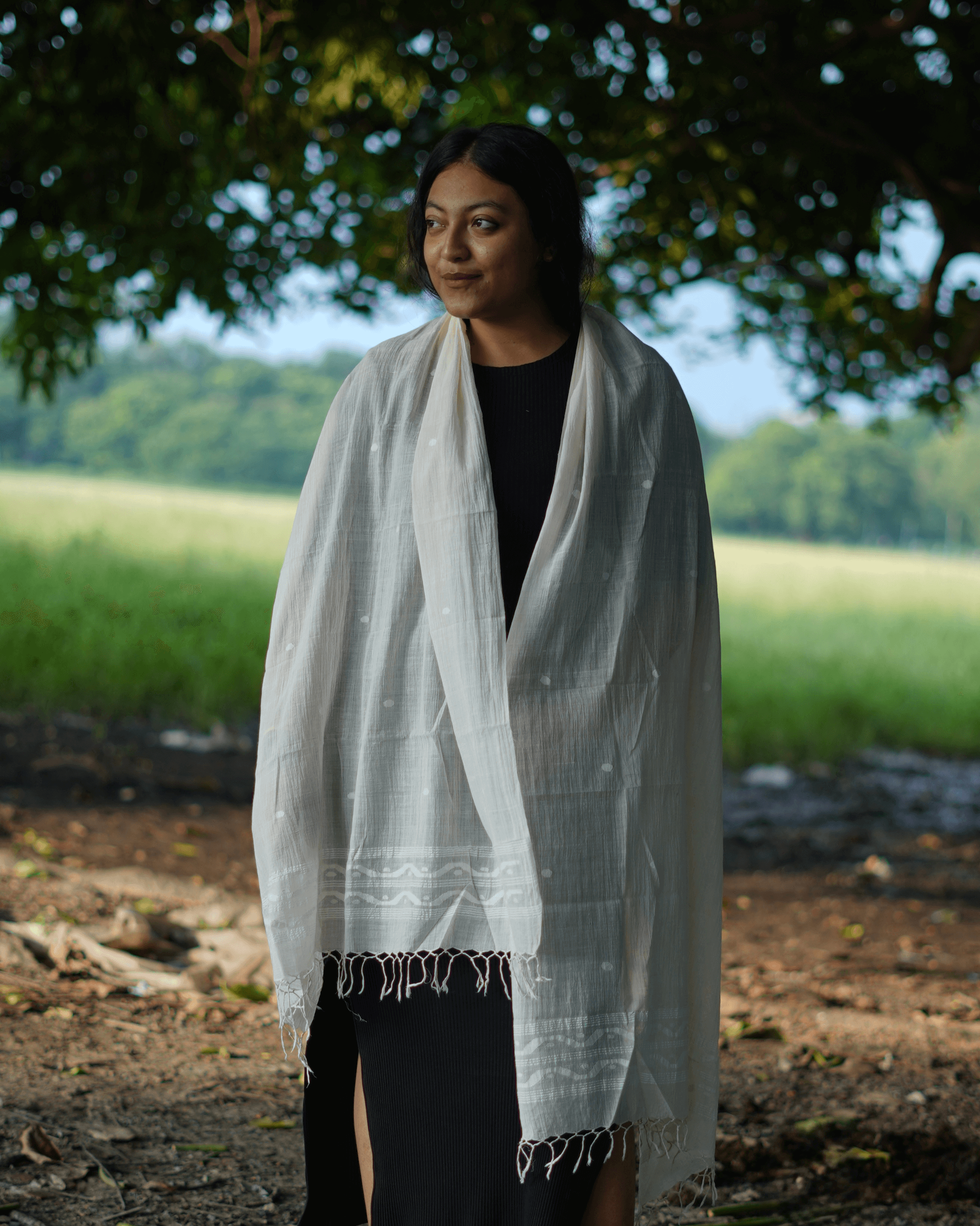 400 counts Handmade Jamdani Kora Dopatta