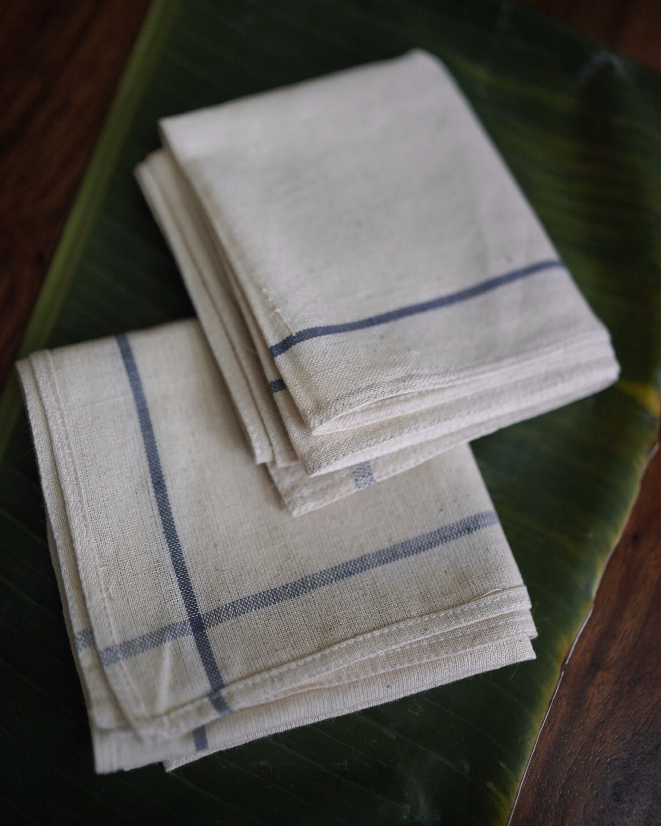 Handkerchief 33 counts Kora with Indigo Color Lines