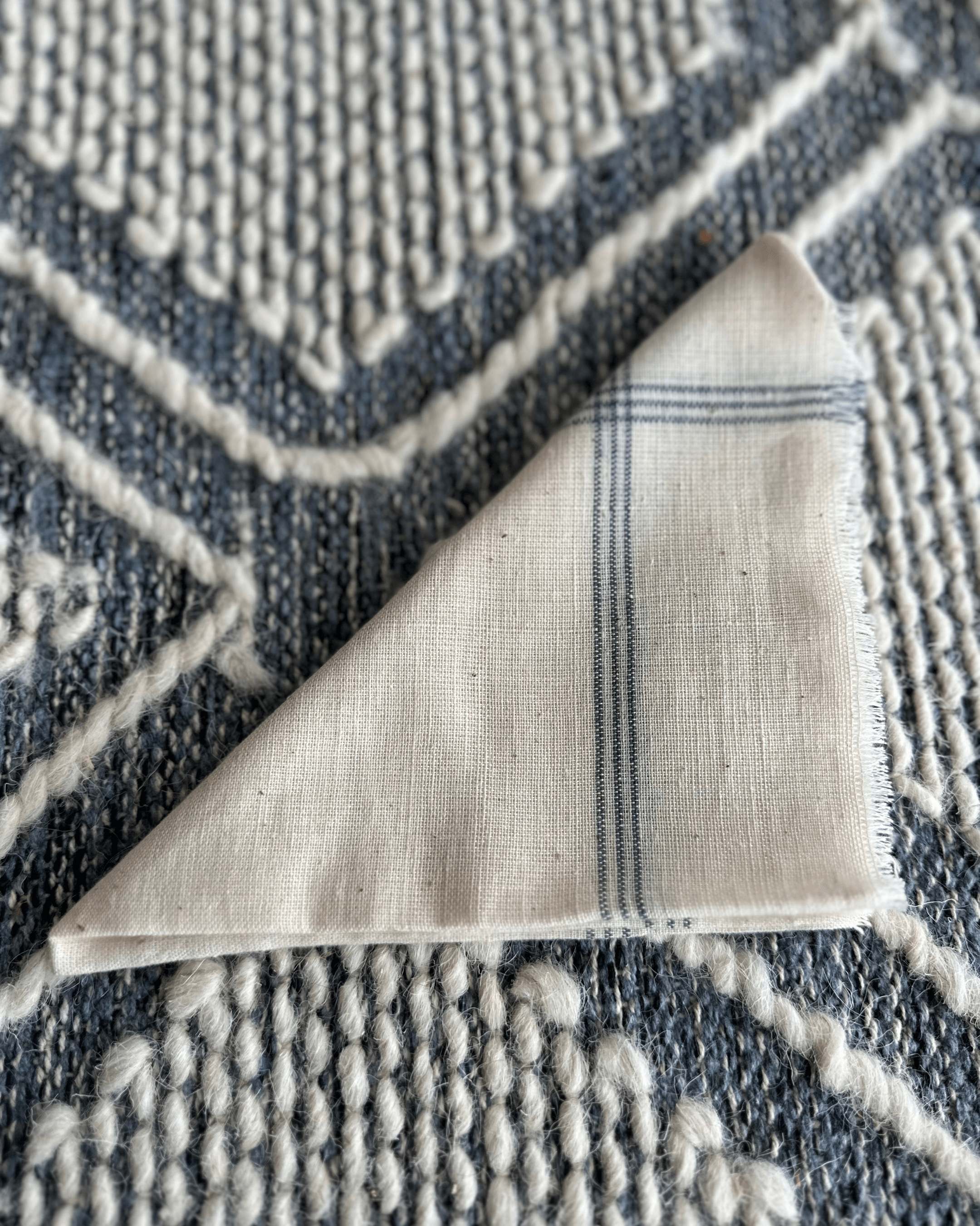 33 counts with Indigo Natural dye Strips Handkerchirf