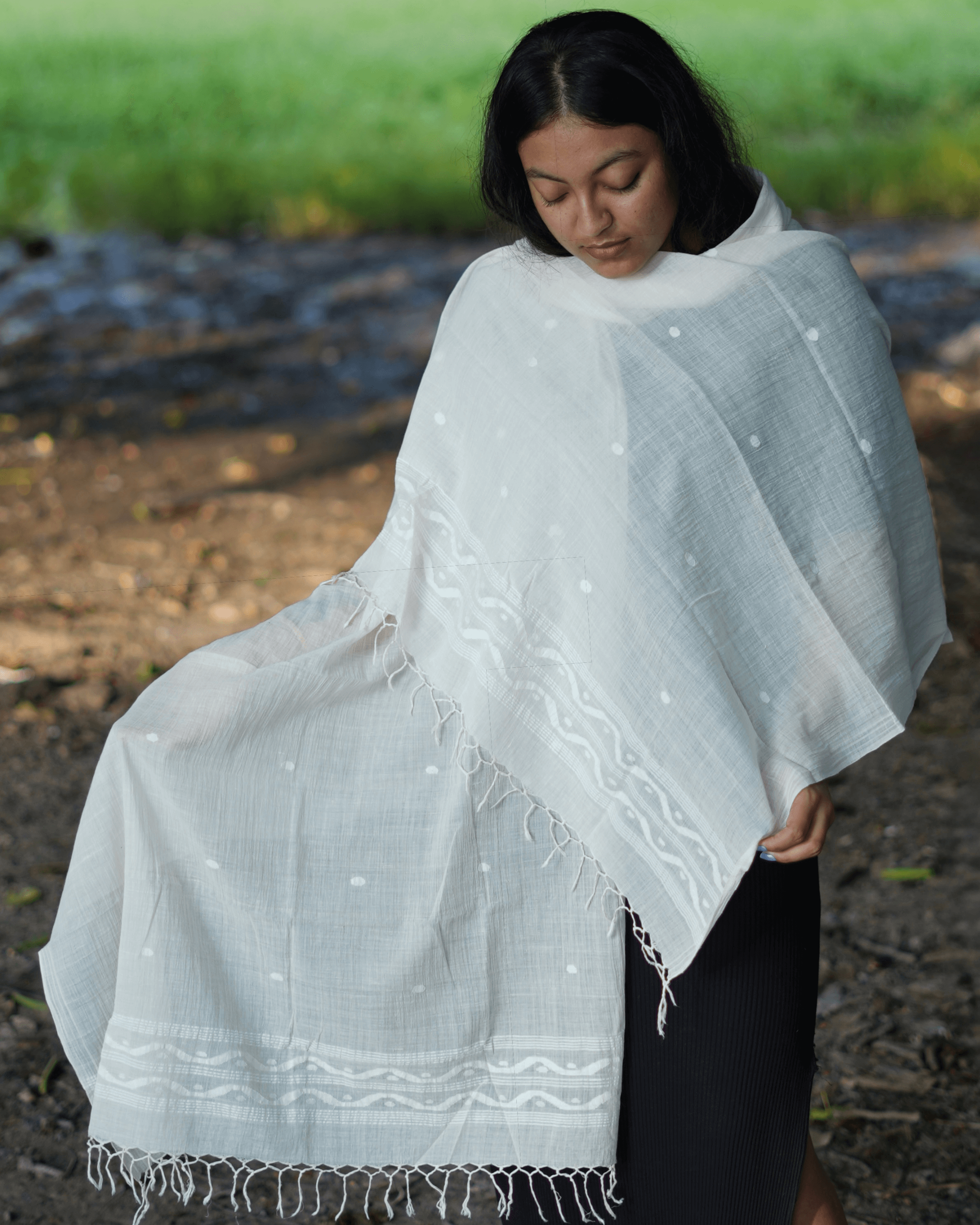 400 counts Handmade Jamdani Kora Dopatta