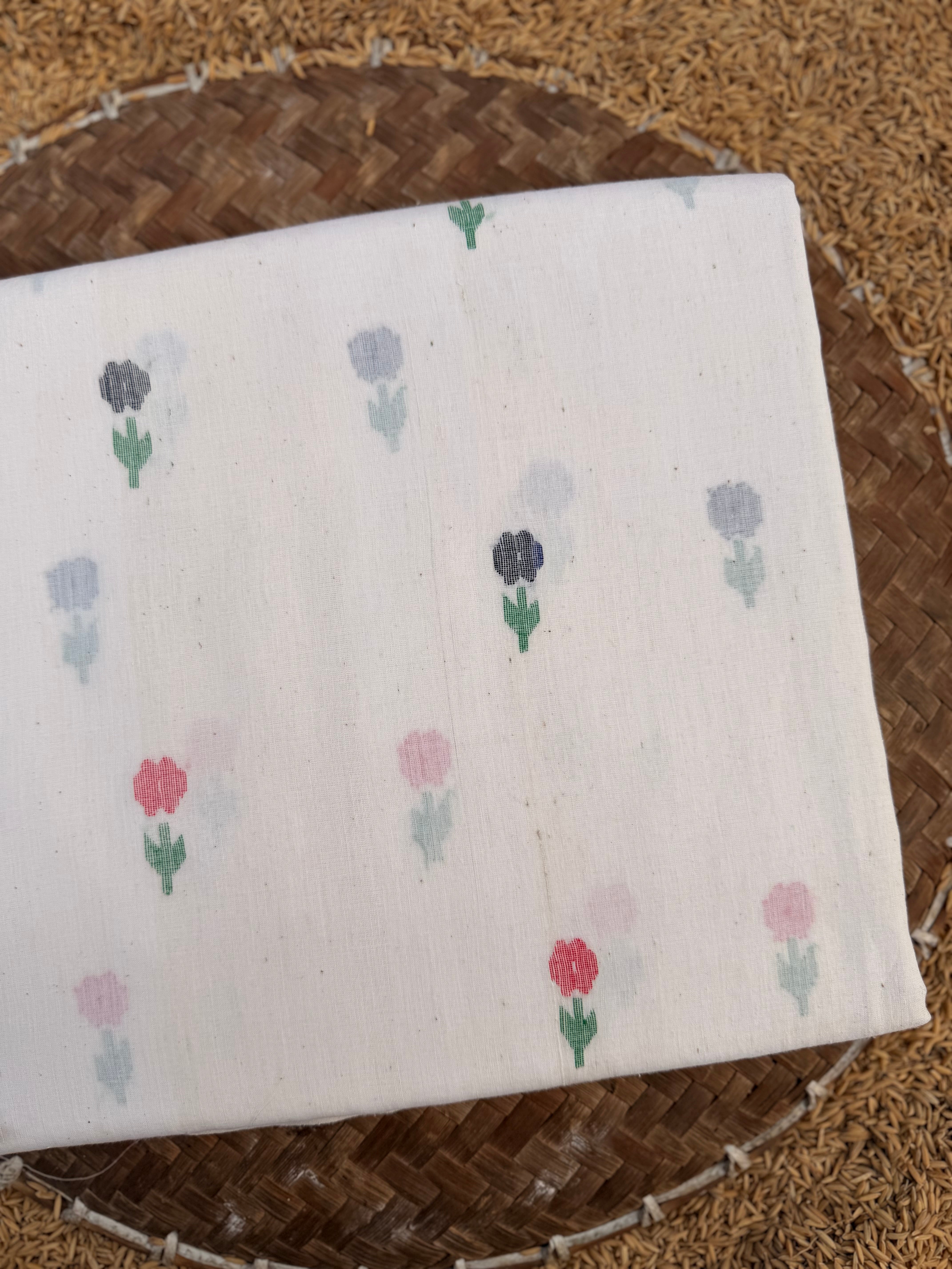 Muslin Jamdani Flower Motif on Kora
