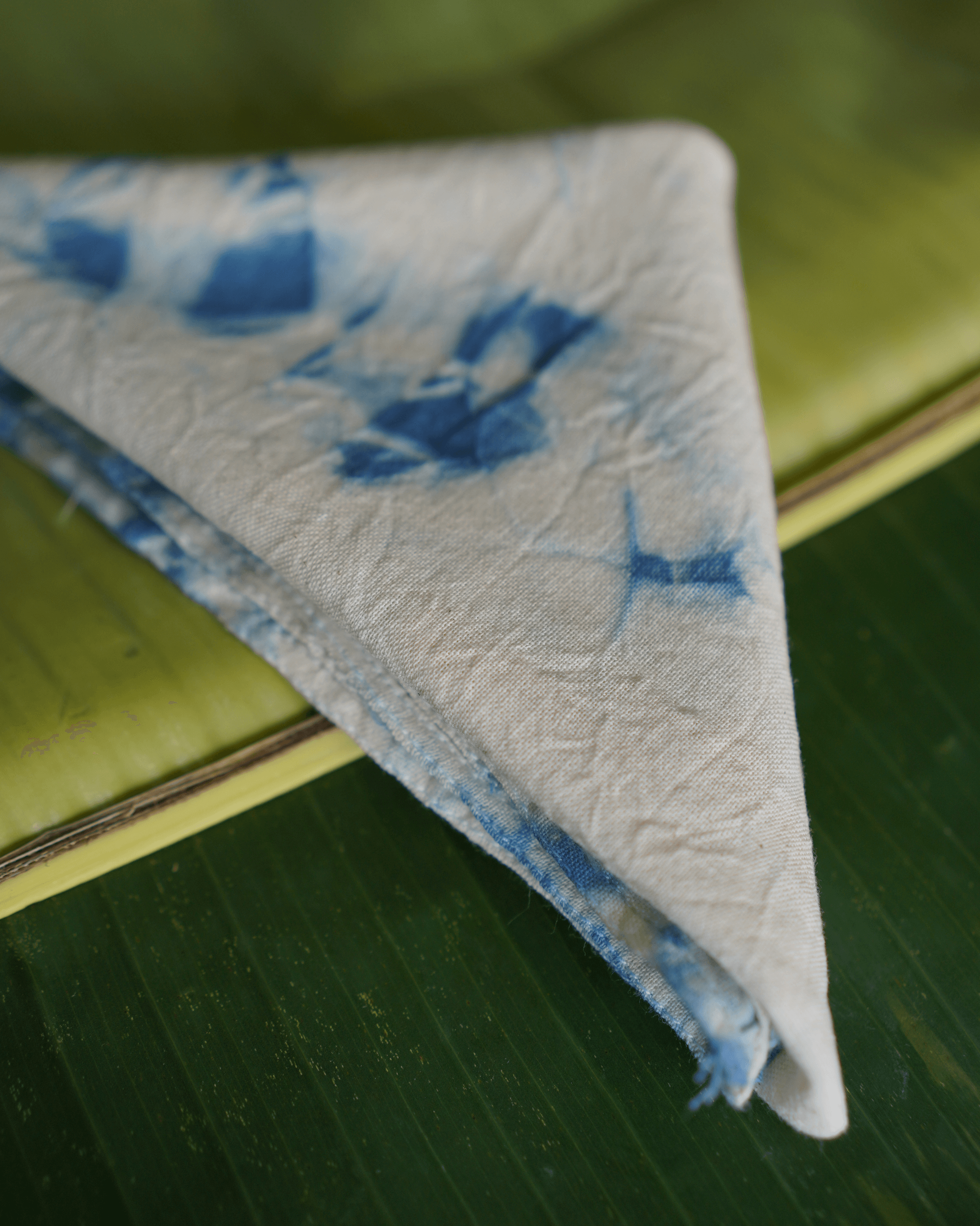 Naturally Dyed Indigo Handkerchiefs with designs 33 counts Indigenous Cotton set of 6