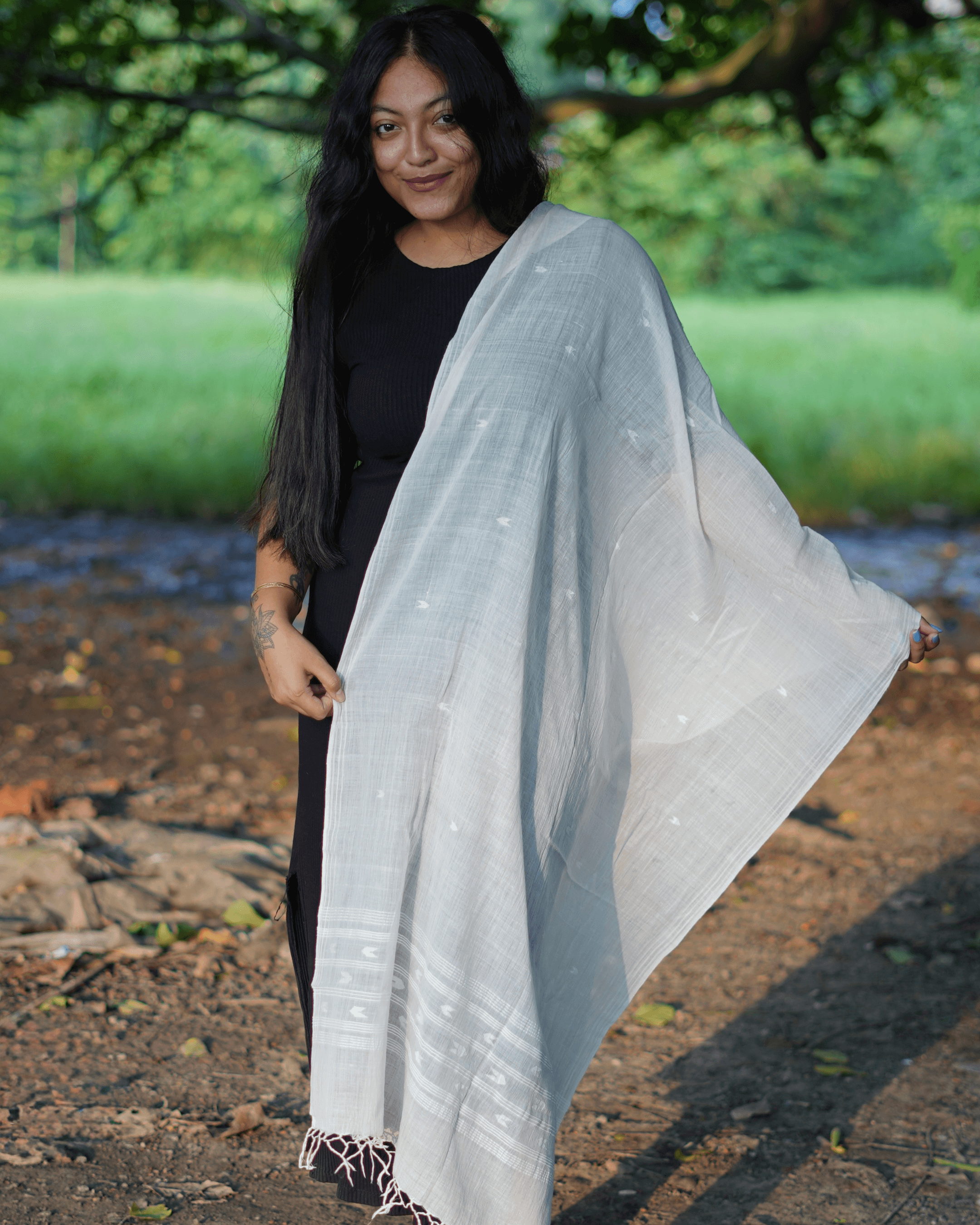 400 counts Handmade Jamdani Kora Dopatta