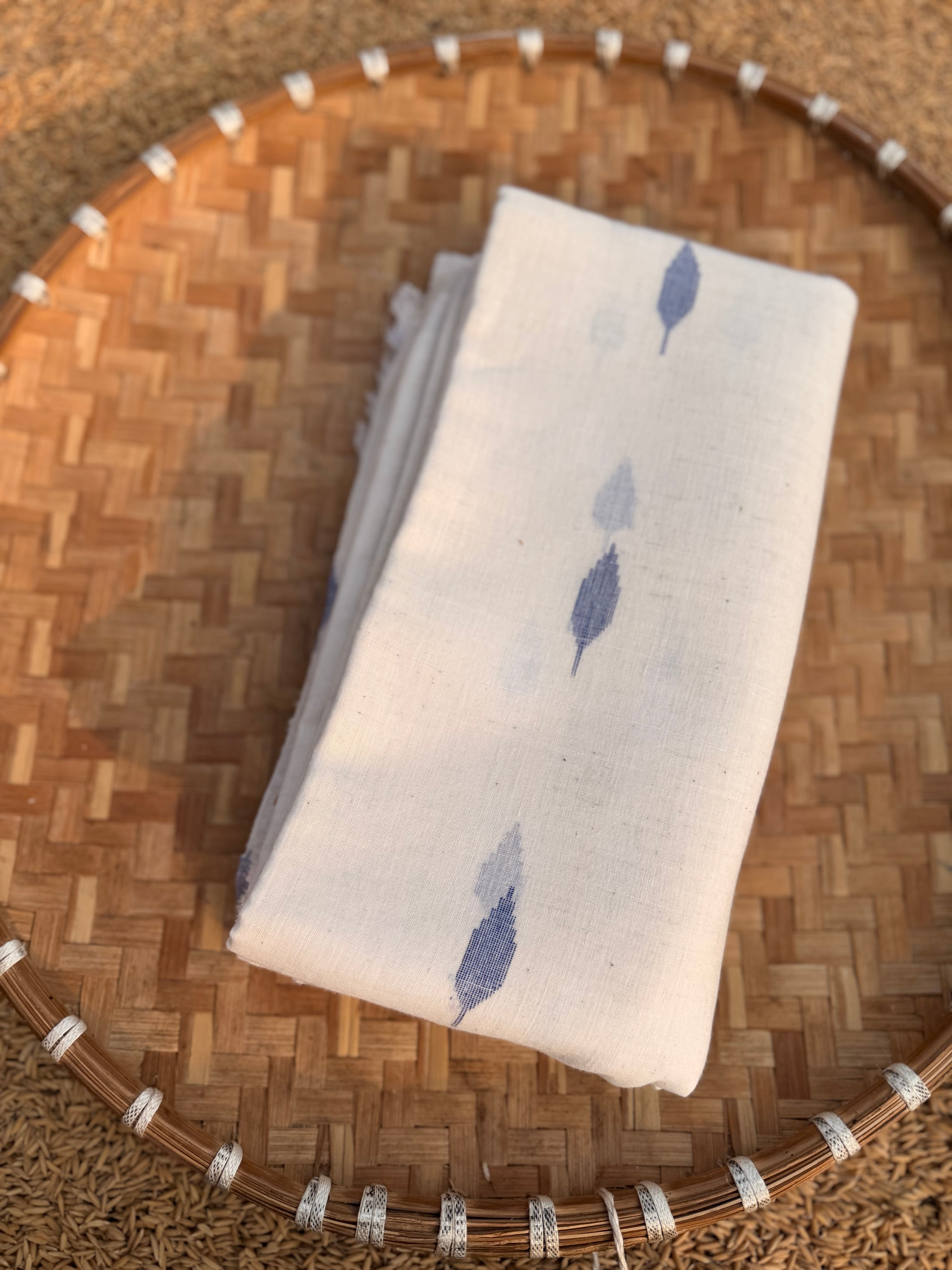 Muslin Jamdani fabric in Kora 100 counts (leaf Buti)