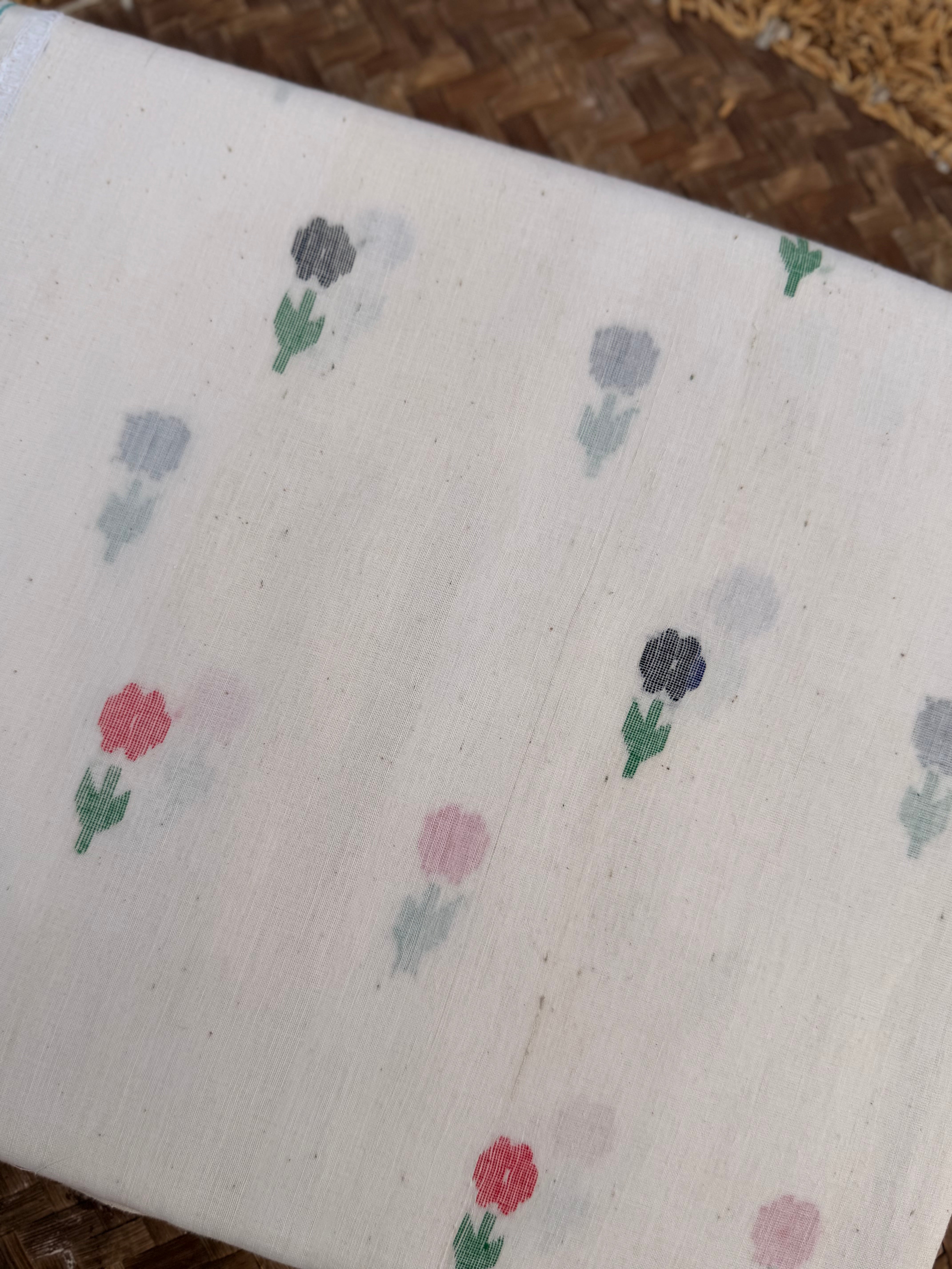 Muslin Jamdani Flower Motif on Kora